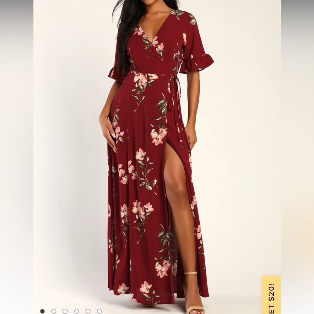 Lulus Burgundy Wrap Dress